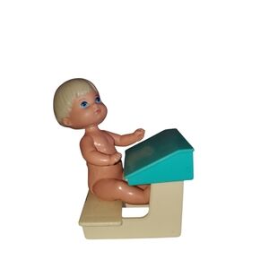 Vintage Barbie school desk And Student